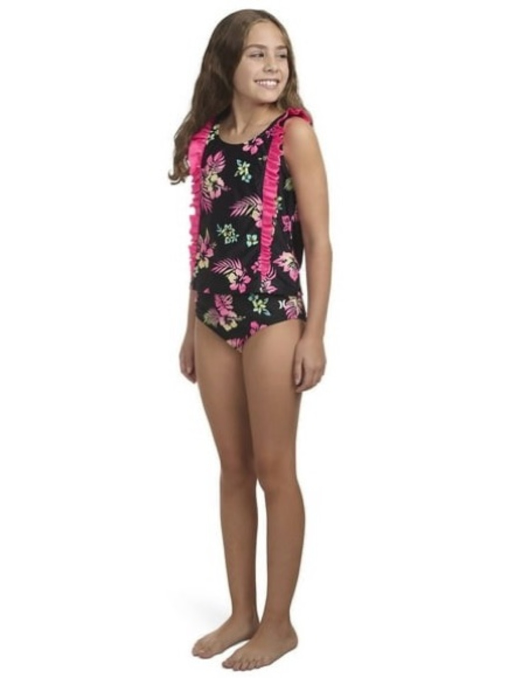 Hurley Girls 2-Piece Ruffle Tankini Swim Set Floral Print‎ Size M(7-8) NWT